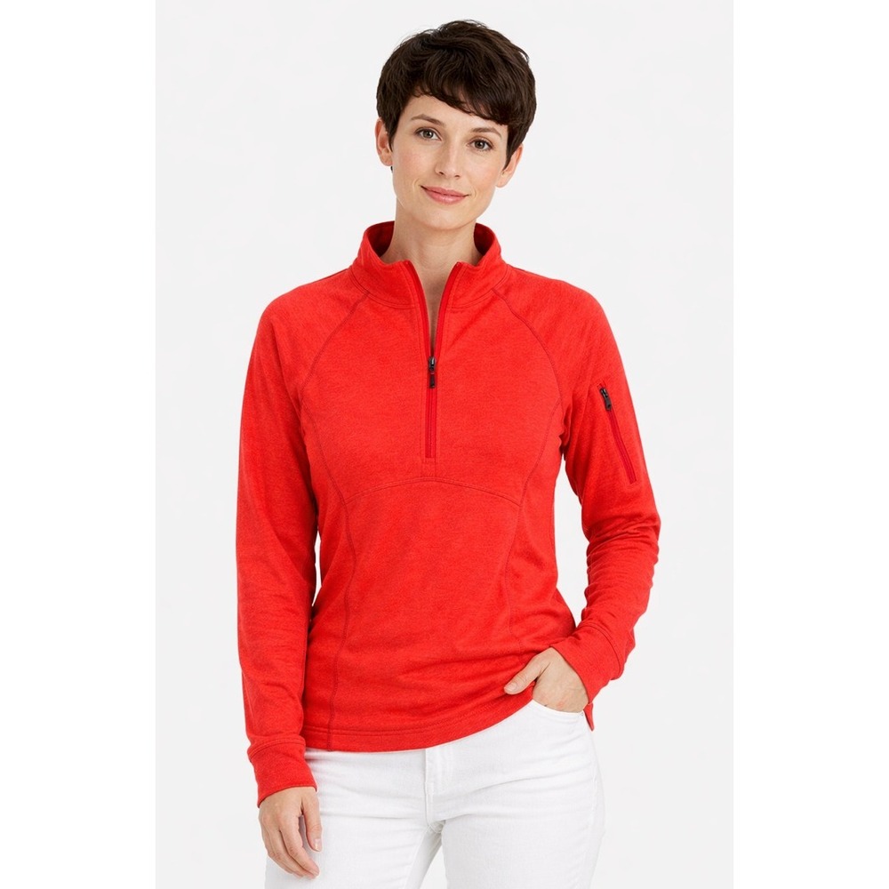 Mondetta 1/4 Zip Women XL Red EUC Thumbholes Activewear Zip Sleeve Pocket